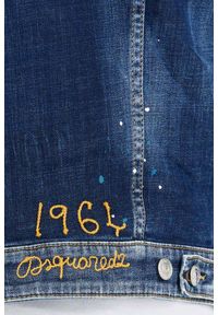 DSQUARED2 Jeansowa kurtka dan jean z żółtym logo. Kolor: niebieski. Materiał: jeans #2