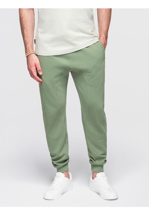 Ombre Clothing - Spodnie męskie dresowe typu jogger - zielone V3 - Rozmiar: S. Okazja: na co dzień. Kolor: zielony. Materiał: dresówka. Styl: casual