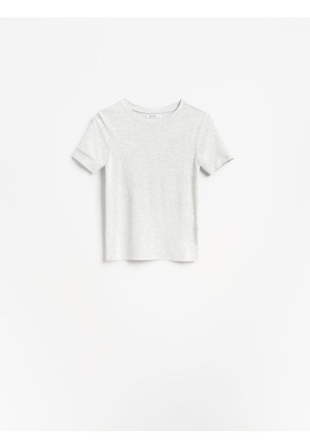 Reserved - T-shirt z modalem - jasnoszary. Kolor: szary. Materiał: bawełna, dzianina