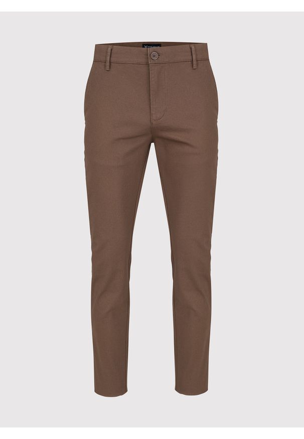 Pako Lorente - PAKO LORENTE – Jasnobrązowe spodnie męskie o kroju Slim Fit. Kolor: brązowy. Materiał: bawełna, elastan. Wzór: gładki. Styl: klasyczny