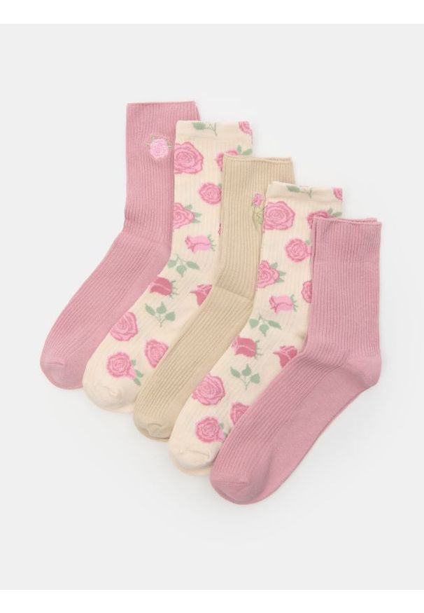 Sinsay - Skarpetki ze wzorem 5 pack - różowy. Kolor: różowy