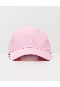 Ralph Lauren - RALPH LAUREN - Różowa czapka z daszkiem i haftowanym logo. Kolor: różowy, wielokolorowy, fioletowy. Materiał: bawełna. Wzór: haft #4
