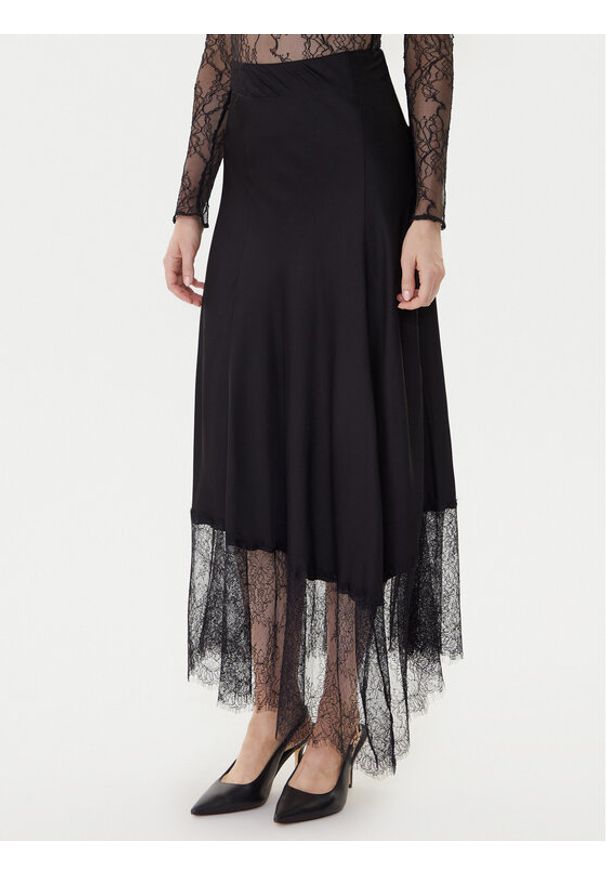 TwinSet - TWINSET Spódnica midi 252LL2TCC Czarny Regular Fit. Kolor: czarny. Materiał: wiskoza