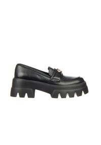 Mokasyny Bayla-159 4481 076-P Czarny Lico 159064, Skóra naturalna - 38. Zapięcie: bez zapięcia. Kolor: czarny. Materiał: skóra. Szerokość cholewki: normalna. Wzór: aplikacja. Styl: klasyczny #1