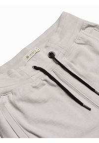 Ombre Clothing - Krótkie spodenki męskie dresowe W291 - szare - XXL. Kolor: szary. Materiał: dresówka. Długość: krótkie. Styl: klasyczny #5