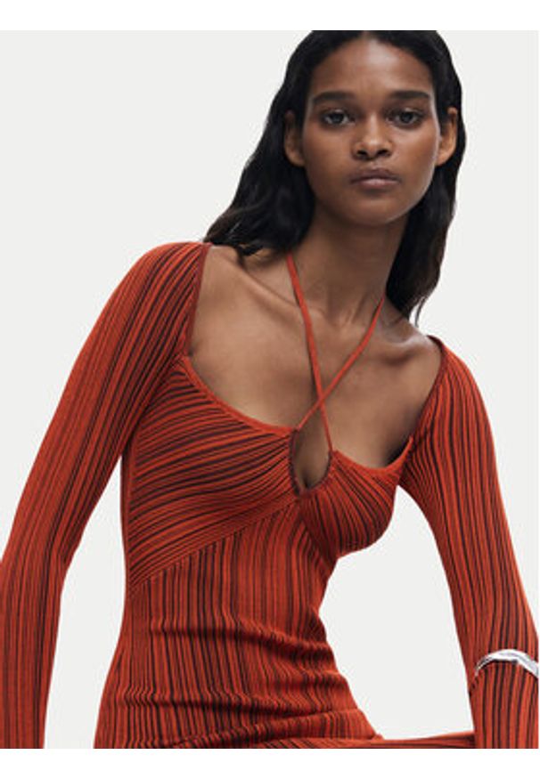 Desigual Sukienka koktajlowa Marlene 25WWVF08 Pomarańczowy Slim Fit. Kolor: pomarańczowy. Materiał: wiskoza. Styl: wizytowy