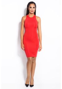 Dursi - Czerwona Mini Sukienka Odsłaniająca Ramiona i Plecy. Kolor: czerwony. Materiał: poliester, elastan. Długość: mini #1