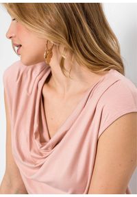 bonprix - Bluzka kaskadowa z mieszanki wiskozy. Typ kołnierza: dekolt woda. Kolor: różowy. Materiał: wiskoza #2