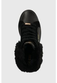 Guess sneakersy ROXANA kolor czarny FL8ROX FAL12. Nosek buta: okrągły. Kolor: czarny. Materiał: guma. Obcas: na koturnie #4