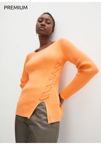 bonprix - Sweter z domieszką jedwabiu. Kolor: pomarańczowy. Materiał: jedwab. Styl: elegancki