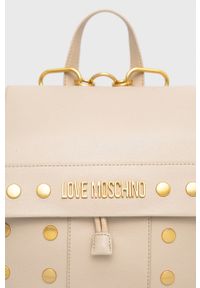 Love Moschino Plecak damski kolor kremowy mały z aplikacją. Kolor: beżowy. Wzór: aplikacja #2