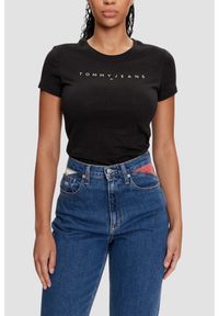 Tommy Jeans - TOMMY JEANS Czarny damski t-shirt, Rozmiar S. Kolor: czarny