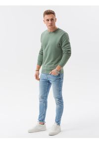 Ombre Clothing - Bluza męska bez kaptura bawełniana B1146 - zielona - XXL. Okazja: na co dzień. Typ kołnierza: bez kaptura. Kolor: zielony. Materiał: bawełna. Styl: casual, klasyczny #4
