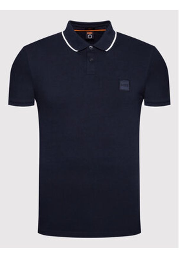 BOSS - Boss Polo Passertip 50472665 Granatowy Slim Fit. Typ kołnierza: polo. Kolor: niebieski. Materiał: bawełna