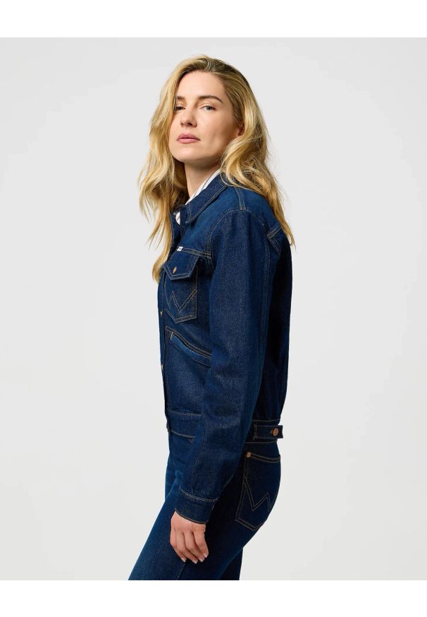 Wrangler - DAMSKA KURTKA JEANSOWA WRANGLER HERITAGE JACKET WHIRLPOOL 112373035. Materiał: jeans