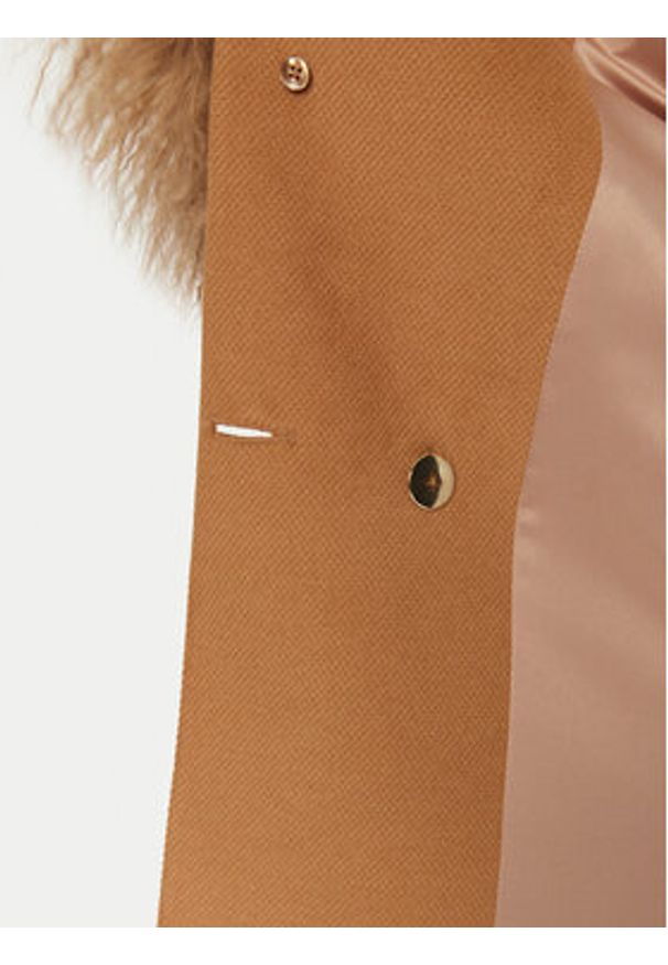 YES LONDON Płaszcz zimowy CD1202/MON/COL Brązowy Regular Fit. Kolor: brązowy. Materiał: syntetyk. Sezon: zima