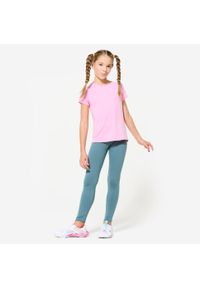 DOMYOS - Legginsy dziecięce Domyos. Kolekcja: plus size. Kolor: zielony. Materiał: poliester, elastan, materiał. Styl: sportowy #2