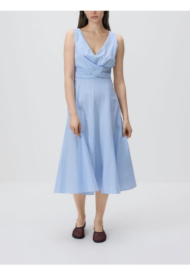 Reserved - Bawełniana sukienka midi - wielobarwny. Materiał: bawełna. Długość: midi