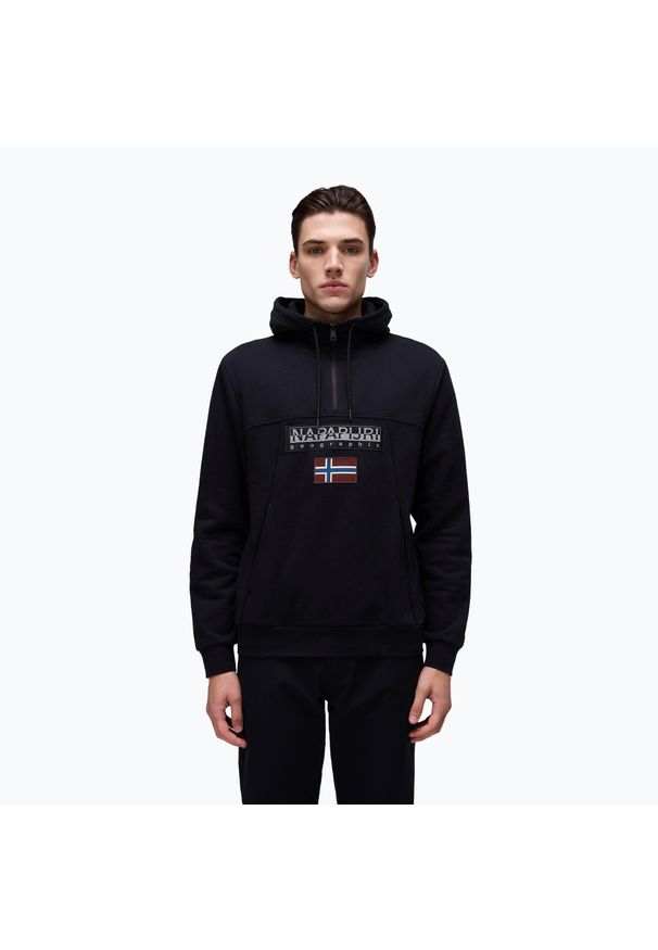 Bluza męska Napapijri Burgee Half Zip Hooded 2.0. Kolor: czarny