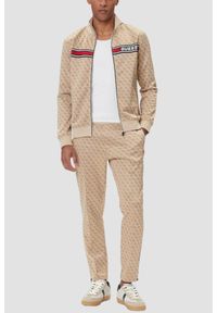 Guess - GUESS Beżowa rozpinana męska bluza w monogram Korbin, Rozmiar S. Okazja: na co dzień. Kolor: beżowy. Styl: casual, sportowy #2