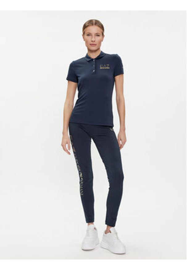 EA7 Emporio Armani Legginsy 8NTP63 TJ01Z 0555 Granatowy Skinny Fit. Kolor: niebieski. Materiał: bawełna