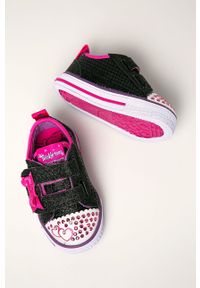 skechers - Skechers - Buty dziecięce Twinkle Toes. Nosek buta: okrągły. Zapięcie: rzepy. Kolor: czarny. Materiał: syntetyk, materiał, guma. Szerokość cholewki: normalna #4