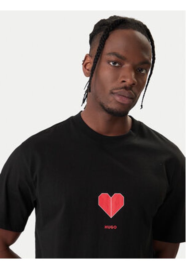 Hugo - HUGO T-Shirt Dalentin 50553429 Czarny Relaxed Fit. Kolor: czarny. Materiał: bawełna