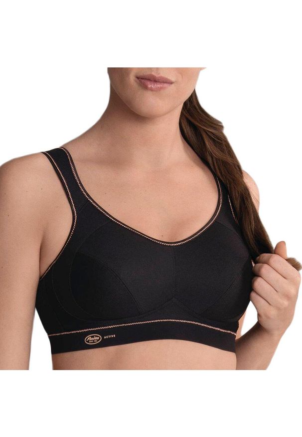 ANITA ACTIVE - Stanik do biegania Extreme control z wysoki poziomem podtrzymywania. Kolor: wielokolorowy, żółty, biały, czarny, niebieski. Materiał: poliester, elastan, poliamid, bawełna. Sport: fitness