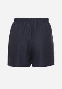 Born2be - Granatowe Szorty z Wysokim Stanem i Wiązaniem Filinelia. Okazja: na co dzień. Stan: podwyższony. Kolor: niebieski. Styl: casual, elegancki