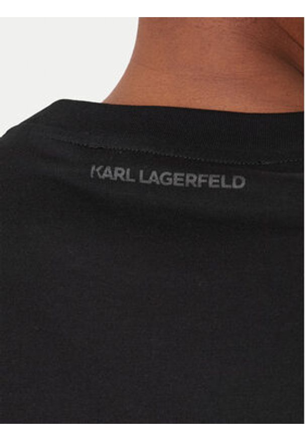 Karl Lagerfeld - KARL LAGERFELD T-Shirt 755075 561252 Czarny Regular Fit. Typ kołnierza: dekolt w karo. Kolor: czarny. Materiał: bawełna