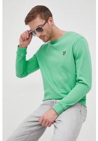 Lyle & Scott bluza bawełniana męska kolor zielony gładka. Kolor: zielony. Materiał: bawełna. Wzór: gładki