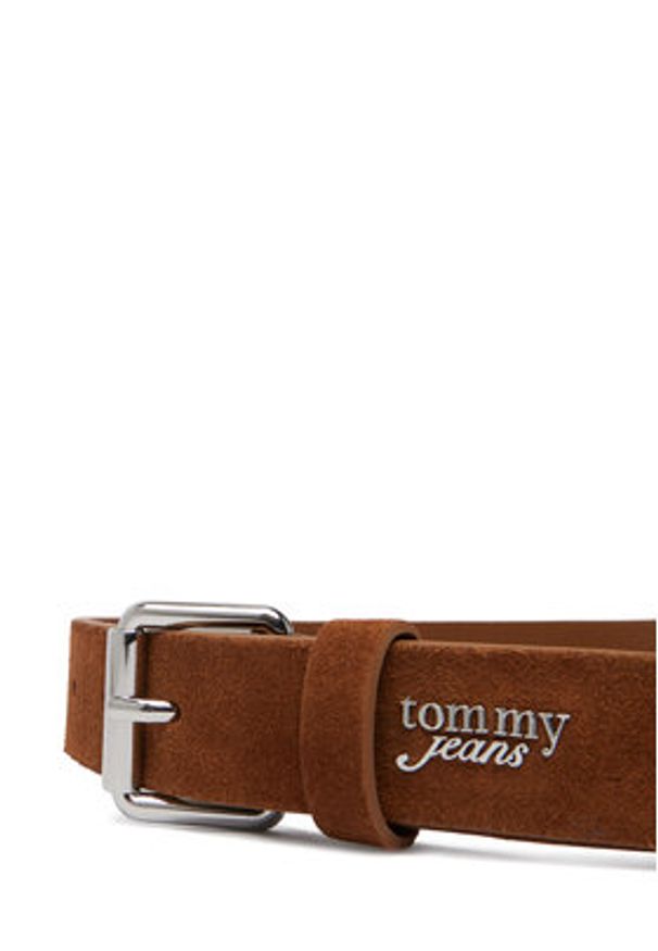 Tommy Jeans Pasek Damski Tjw Script Seude 3.0 AW0AW18503 Brązowy. Kolor: brązowy. Materiał: skóra, zamsz