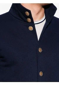 Ombre Clothing - Bluza męska rozpinana bez kaptura - granatowa CARMELO - XL. Typ kołnierza: bez kaptura. Kolor: niebieski. Materiał: bawełna, poliester, dzianina #7