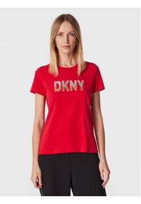 DKNY T-Shirt P2MH7OMQ Czerwony Regular Fit. Kolor: czerwony. Materiał: bawełna