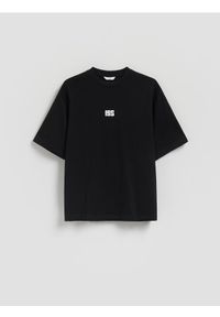 Reserved - T-shirt loose fit z haftem - czarny. Kolor: czarny. Materiał: bawełna, dzianina. Wzór: haft #1