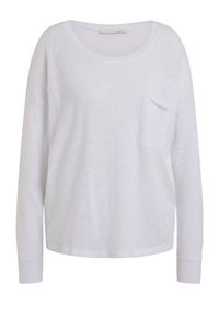 Bawełniany biały t-shirt z długim rękawem Oui. Kolor: biały. Materiał: bawełna. Długość rękawa: długi rękaw. Długość: długie