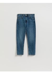 Reserved - Jeansy mom fit slim - granatowy. Kolor: niebieski