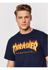 Thrasher T-Shirt Flame Granatowy Regular Fit. Kolor: niebieski. Materiał: bawełna #4