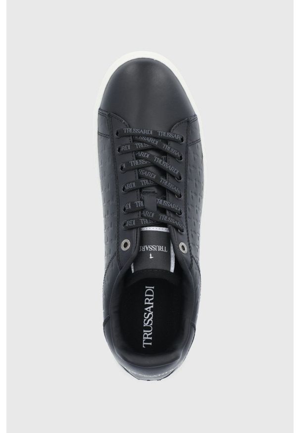 Trussardi Jeans - Trussardi Buty kolor czarny. Nosek buta: okrągły. Zapięcie: sznurówki. Kolor: czarny. Materiał: guma