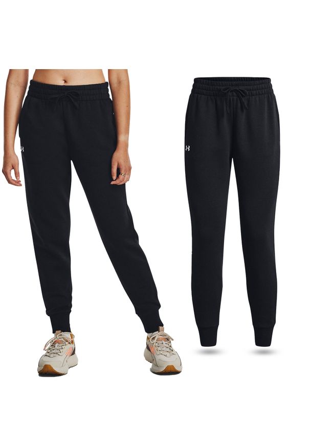 Spodnie dresowe damskie Under Armour Rival Fleece joggery. Kolor: czarny. Materiał: dresówka. Długość: długie