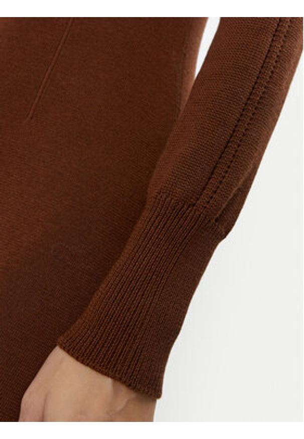 Luisa Spagnoli Sukienka dzianinowa Mandola 58510 Brązowy Regular Fit. Kolor: brązowy. Materiał: wełna