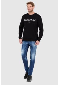Balmain - BALMAIN Czarna bluza męska z dużym logo, Rozmiar L. Kolor: czarny