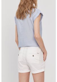 Pepe Jeans Szorty damskie kolor biały gładkie medium waist. Okazja: na co dzień. Kolor: biały. Materiał: tkanina. Wzór: gładki. Styl: casual #2