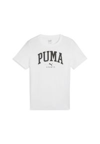 Koszulka sportowa chłopięca Puma Squad Big Graphic Tee. Kolor: biały. Materiał: bawełna. Długość rękawa: krótki rękaw. Długość: krótkie