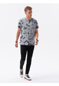 Ombre Clothing - T-shirt męski bawełniany TIE DYE - szary V1 S1620 - XXL. Kolor: szary. Materiał: bawełna #5