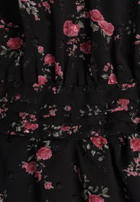 Born2be - Czarna Rozkloszowana Sukienka w Kwiaty i Kropki z Transparentnymi Rękawami Edinella. Okazja: na co dzień. Kolor: czarny. Materiał: poliester, zamsz. Wzór: kwiaty, kropki. Styl: casual #8