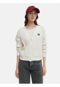 Tommy Jeans Kardigan DW0DW23024 Écru Regular Fit. Kolor: kremowy. Materiał: bawełna #1