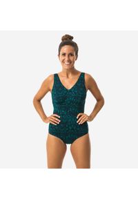 NABAIJI - Strój jednoczęściowy pływacki damski Nabaiji Romi Nick. Kolor: zielony. Materiał: elastan, poliester, materiał