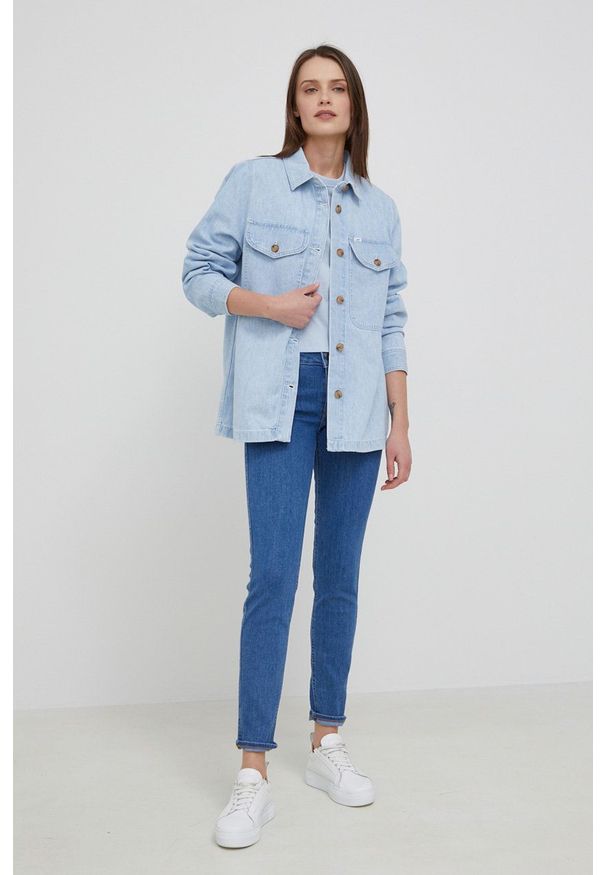 Lee jeansy SCARLETT MID LEXI damskie medium waist. Kolor: niebieski