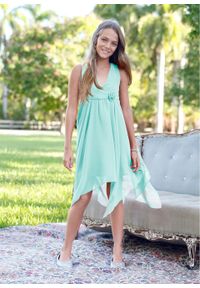 Sukienka dziewczęca szyfonowa bonprix pastelowy miętowy. Kolor: zielony. Materiał: szyfon #2